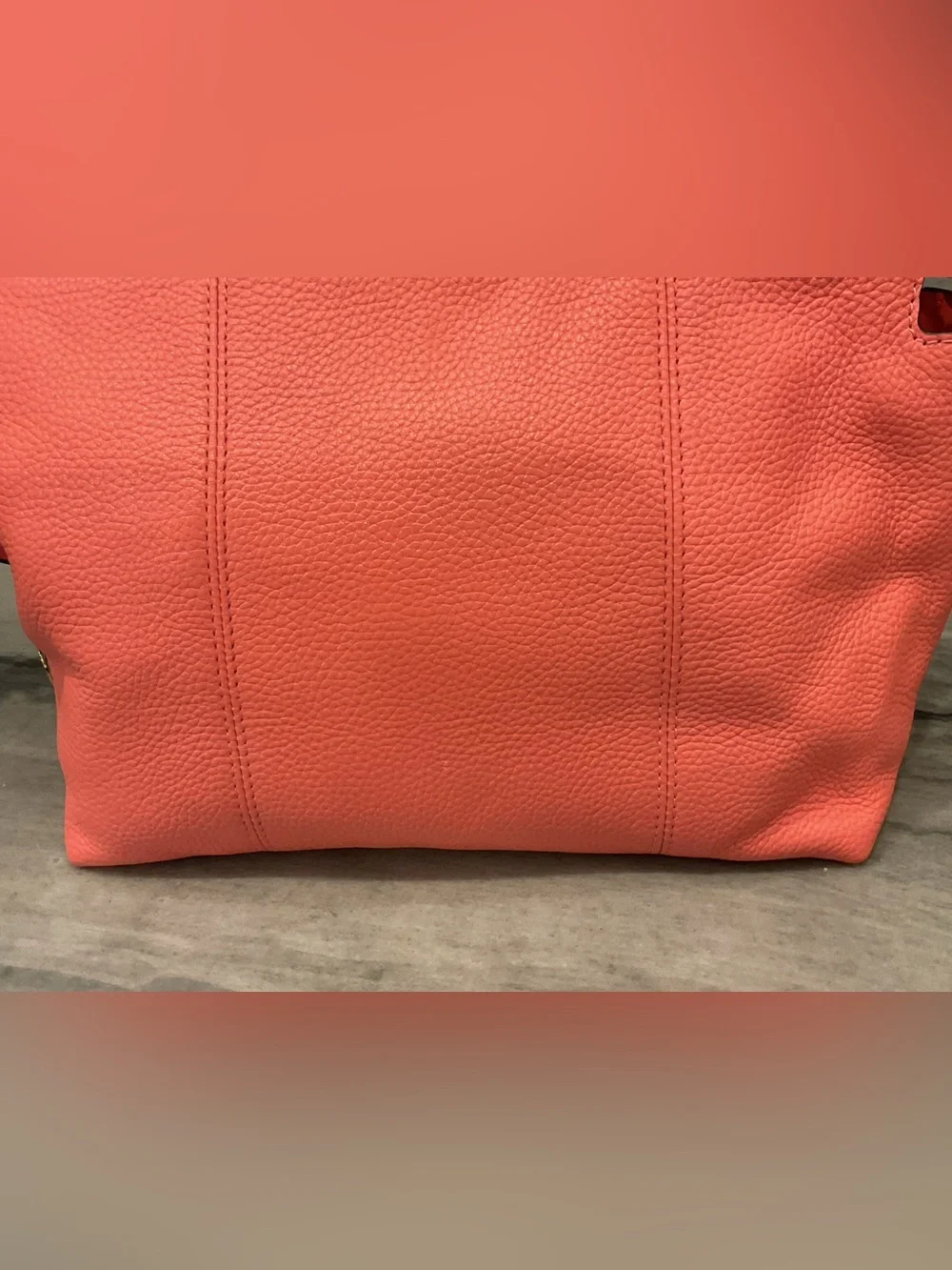 Michael Kors Coral Pebbled Leather Shoulder Bag with Gold Hardware